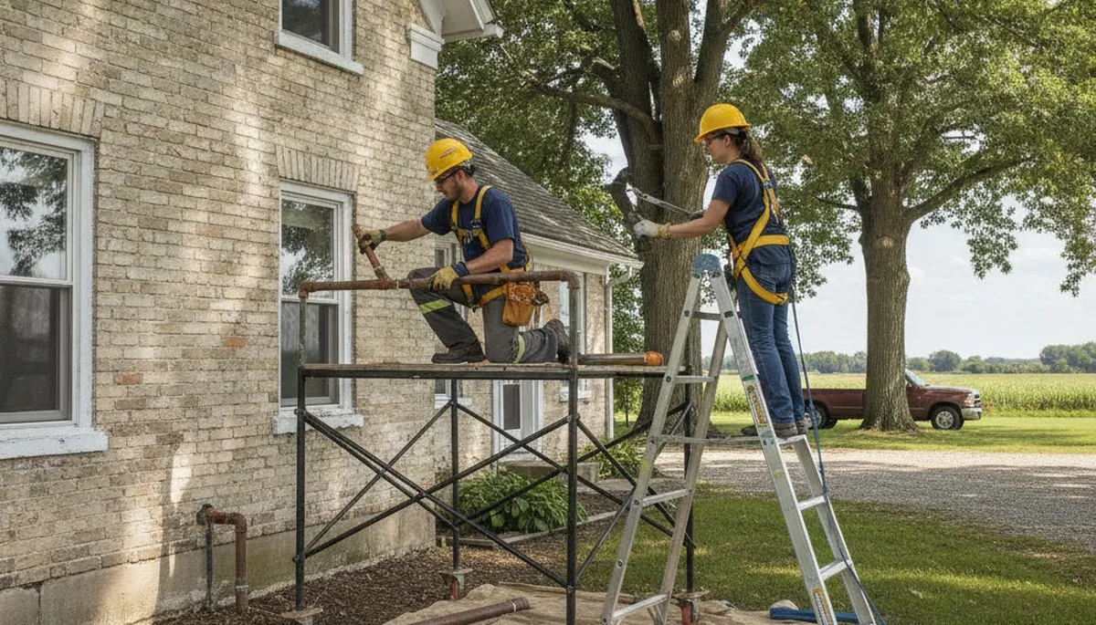 Plumber repairing a pipe in Green Bay, WI for plumbing repair services