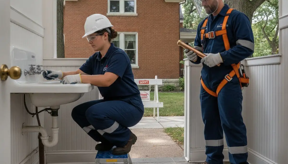 Plumber repairing a plumbing fixture in Green Bay, WI for reliable home plumbing service