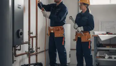 Plumber repairing residential pipe in Green Bay, WI for freeze-season plumbing service