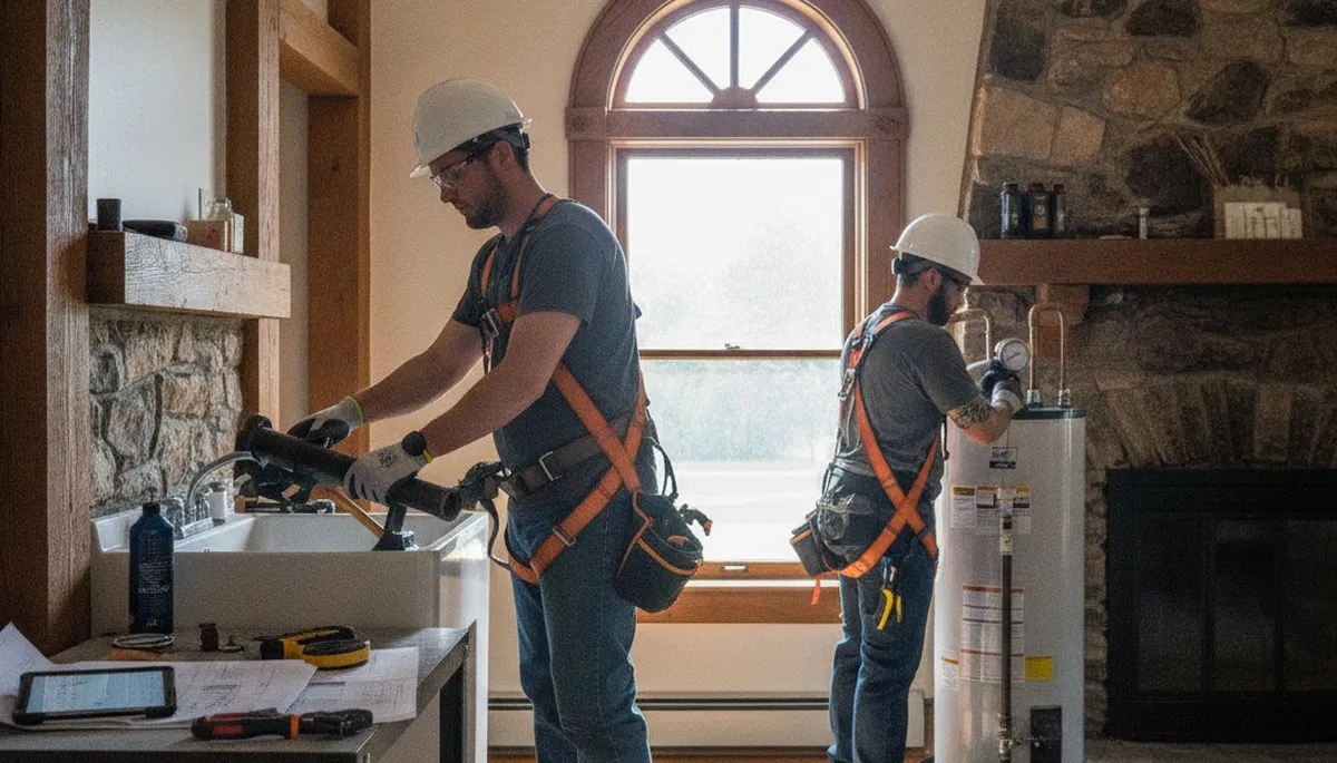 Plumber repairing a pipe in Green Bay, WI for plumbing repair services