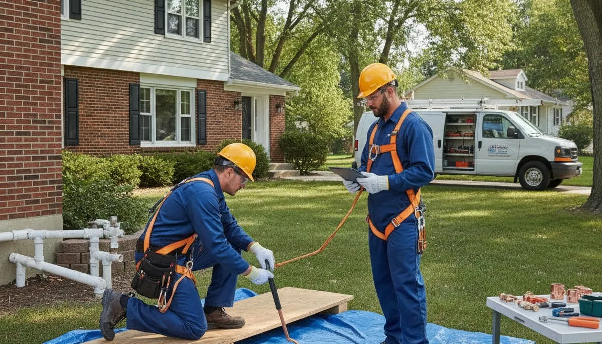 Plumber repairing a leak in Green Bay, WI for plumbing repair service