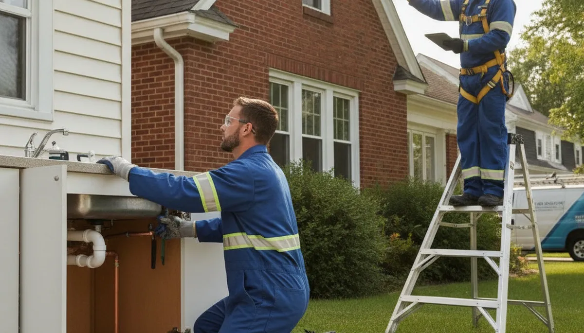 Plumber repairing pipes in Green Bay, WI for plumbing repair services