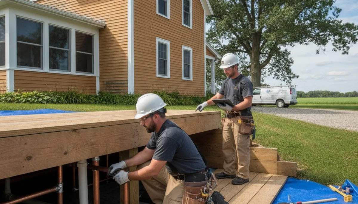 Plumber repairing plumbing system in Green Bay, WI for local residential service