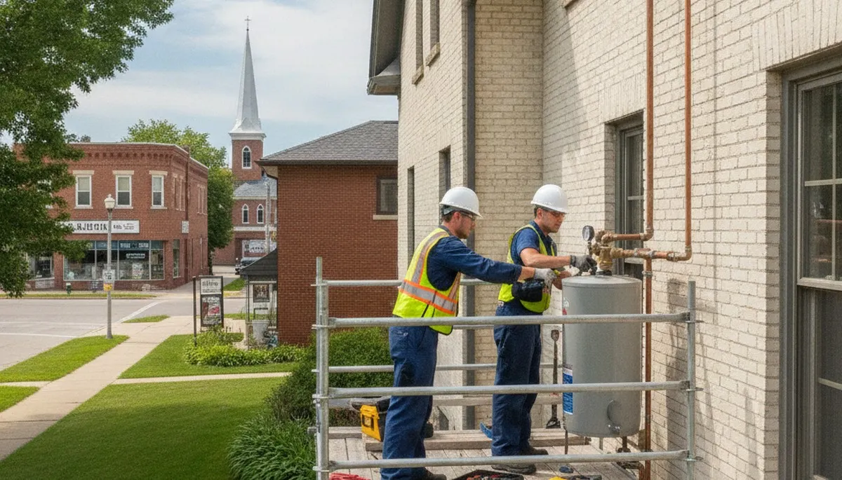 Plumber repairing a pipe in Green Bay, WI for local plumbing repair services