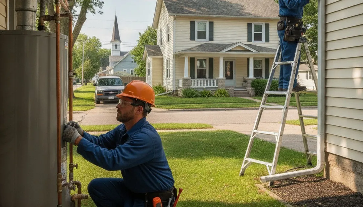 Plumber repairing pipe in Green Bay, WI for residential plumbing service