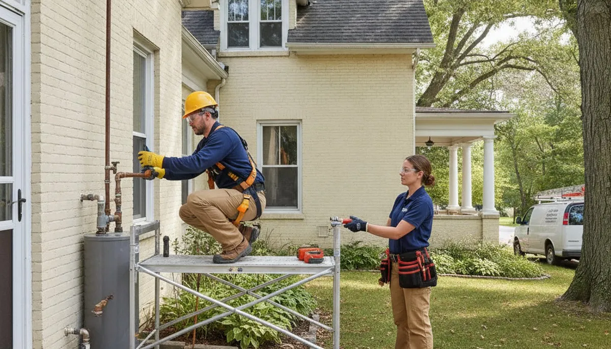 Green Bay, WI plumber repairing a plumbing system for residential service