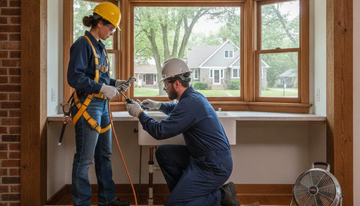 Plumber repairing pipes in Green Bay, WI for residential plumbing service