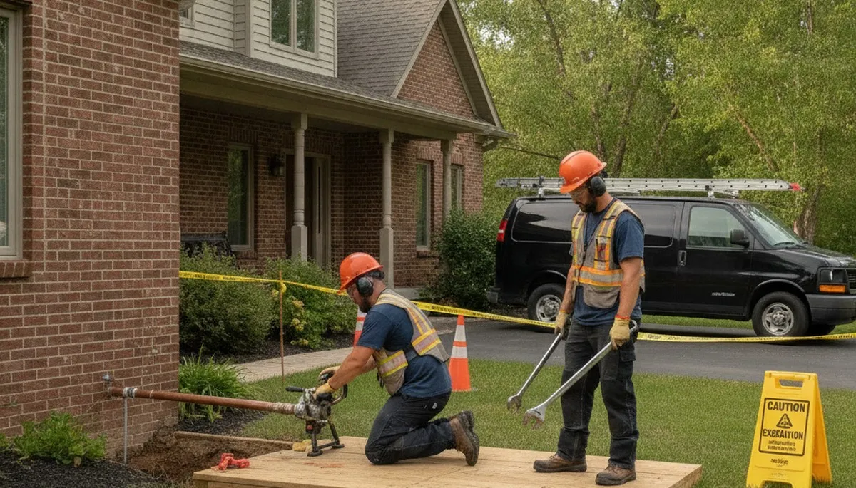 Green Bay, WI plumber repairing a pipe for a local plumbing service call