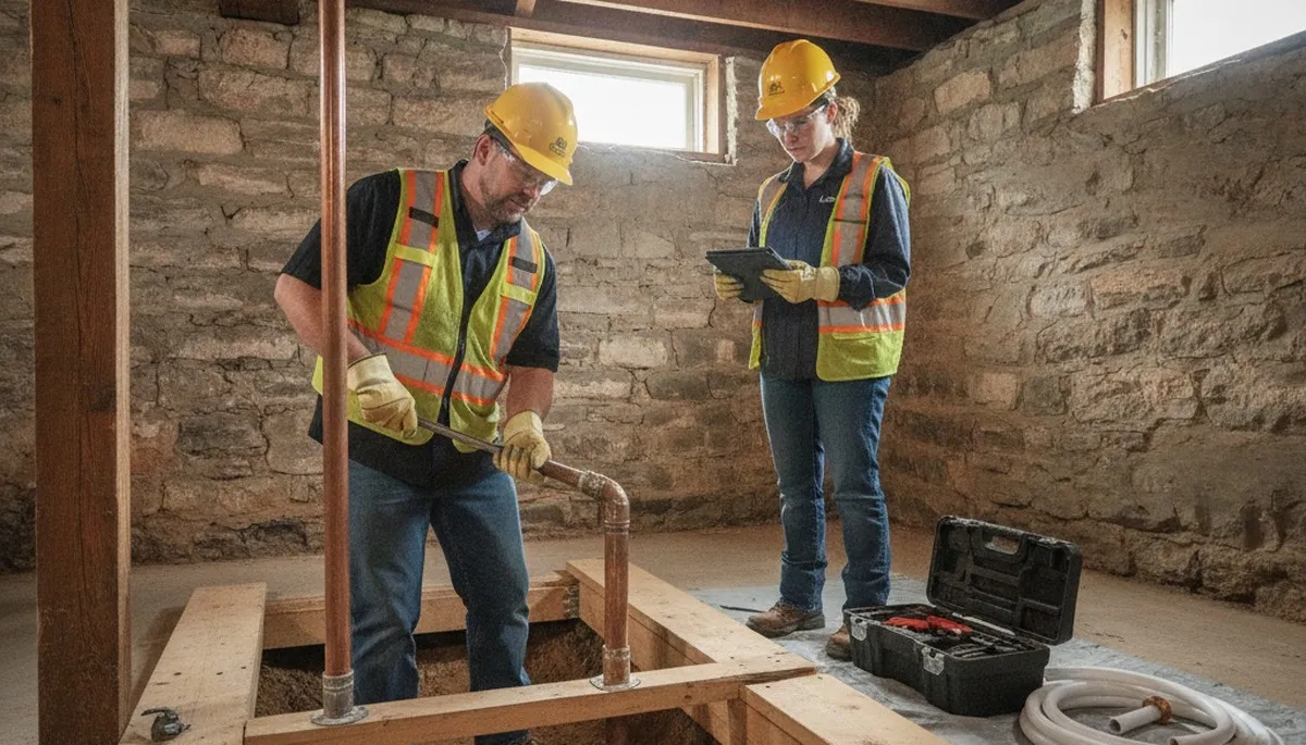 Plumber repairing a leak in Green Bay, WI for trusted plumbing service