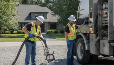 Septic pumping service truck for Green Bay, WI plumbing repair by On Call Plumbers