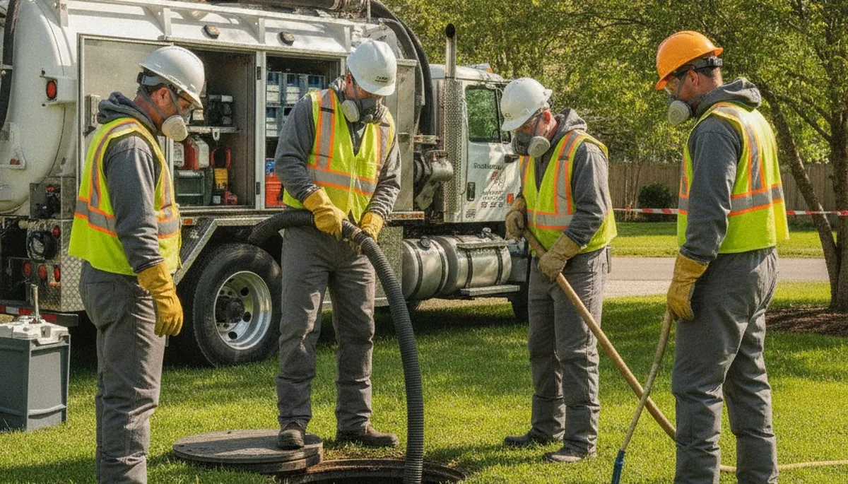 Green Bay, WI plumber cleaning a septic tank for reliable home plumbing service