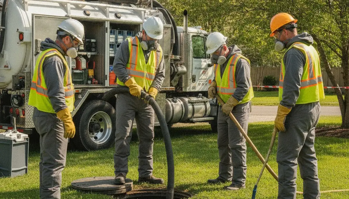 Green Bay, WI plumber cleaning a septic tank for reliable home plumbing service