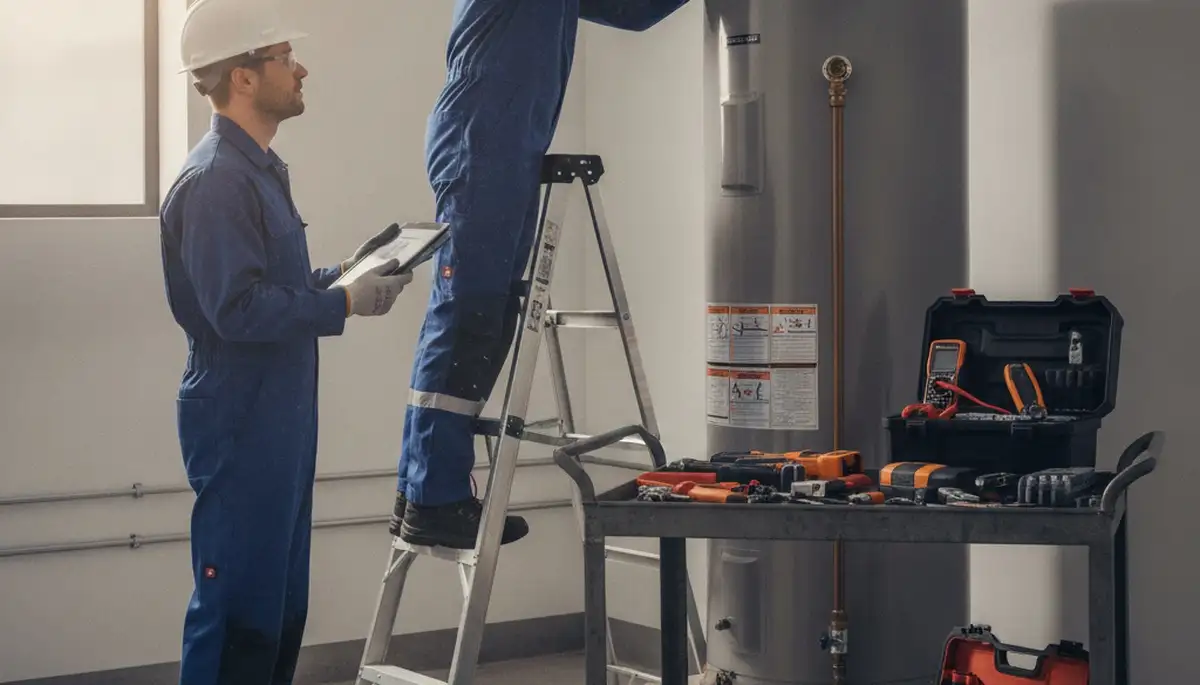 Green Bay, WI plumber repairing a water heater for reliable home hot water service